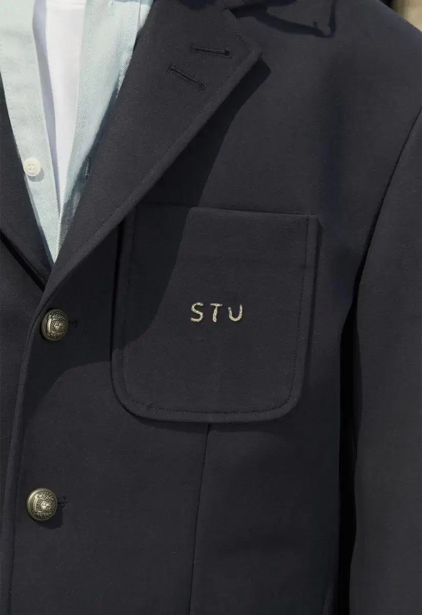 (NEW) STU 3-Button Cashmere Hand-Stitched Blazer_Navy