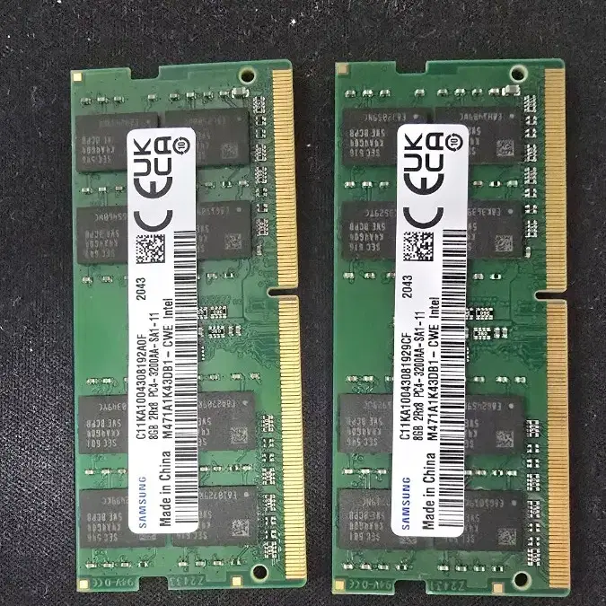 노트북 램 DDR4 삼성 SODIMM 3200 8기가 2개 총 16기기