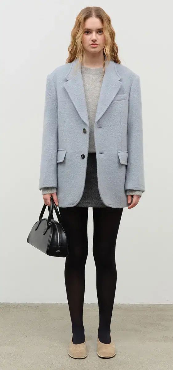 던스트 ALPACA BLAZER COAT GREYISH BLUE XS