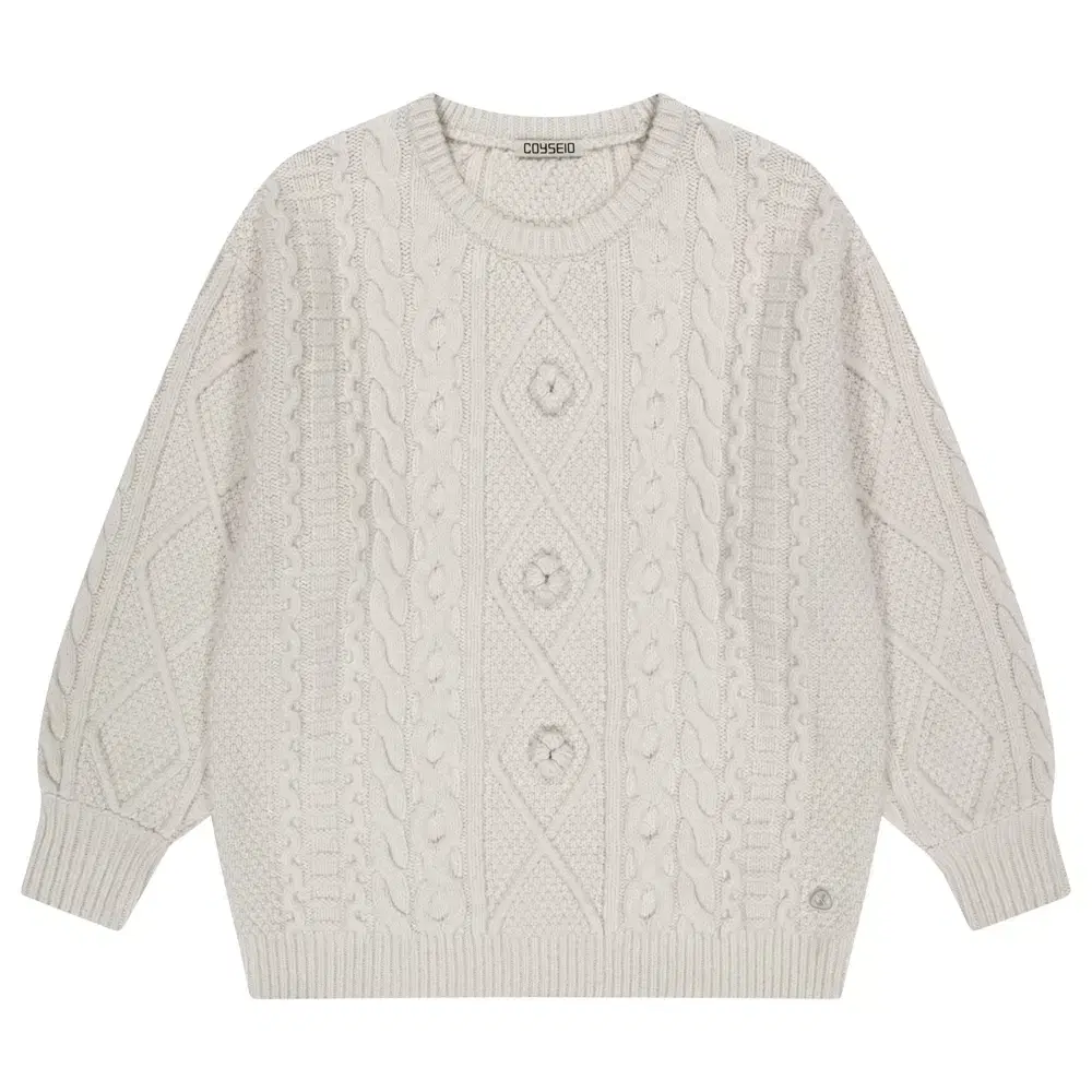 코이세이오 POMPOM CABLE KNIT IVORY