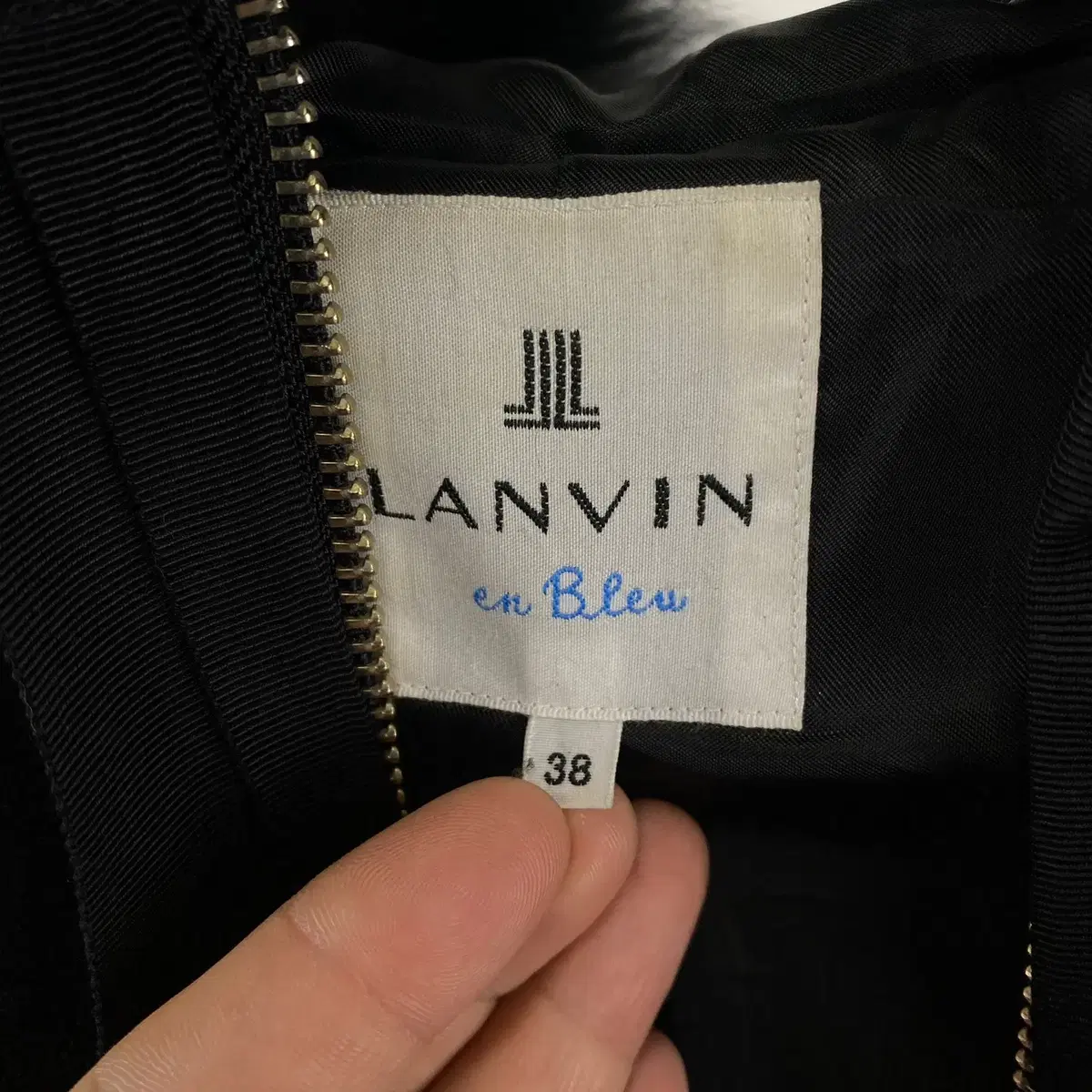 빈티지 LANVIN EN BLEU 폭스 퍼 트리밍 후드 코트