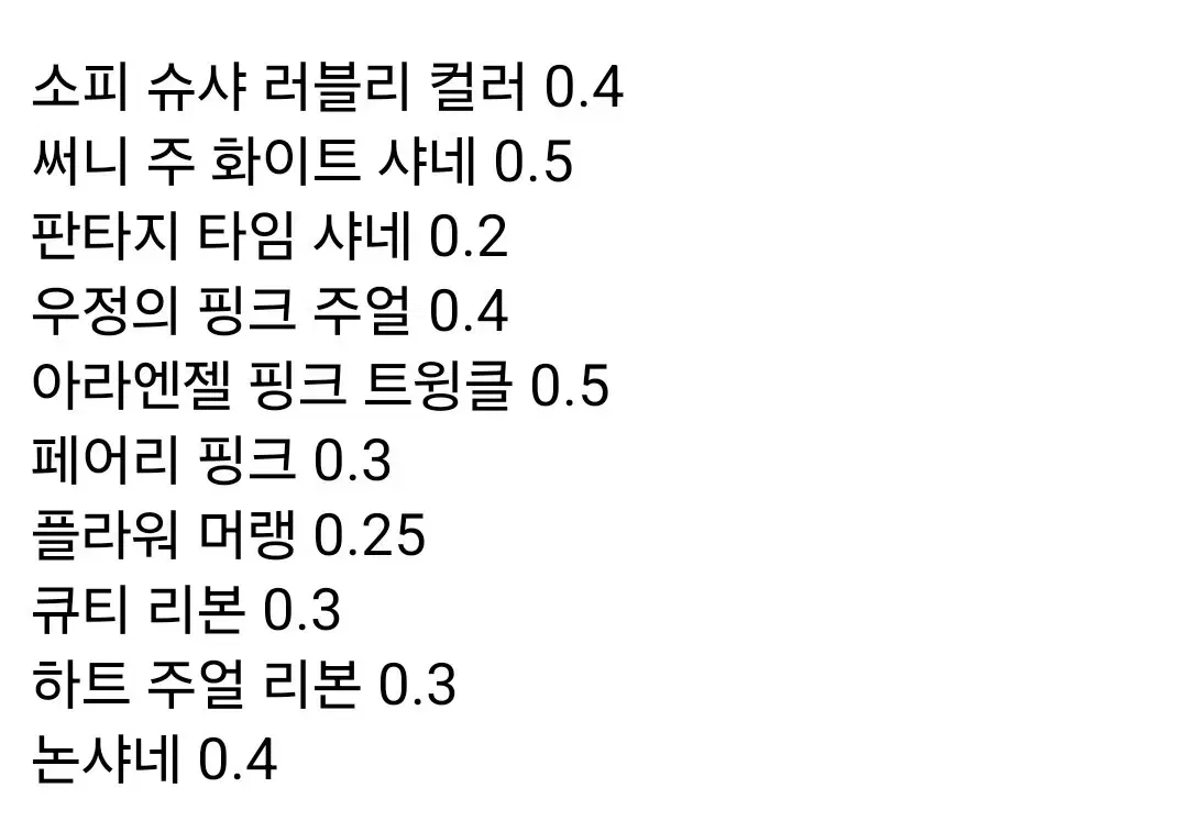 프리채널 프리파라 20세트 코디 판매