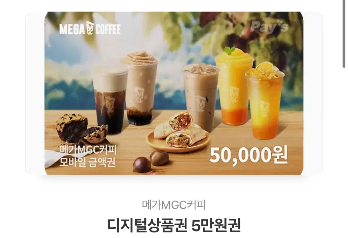 메가 커피 50000원권