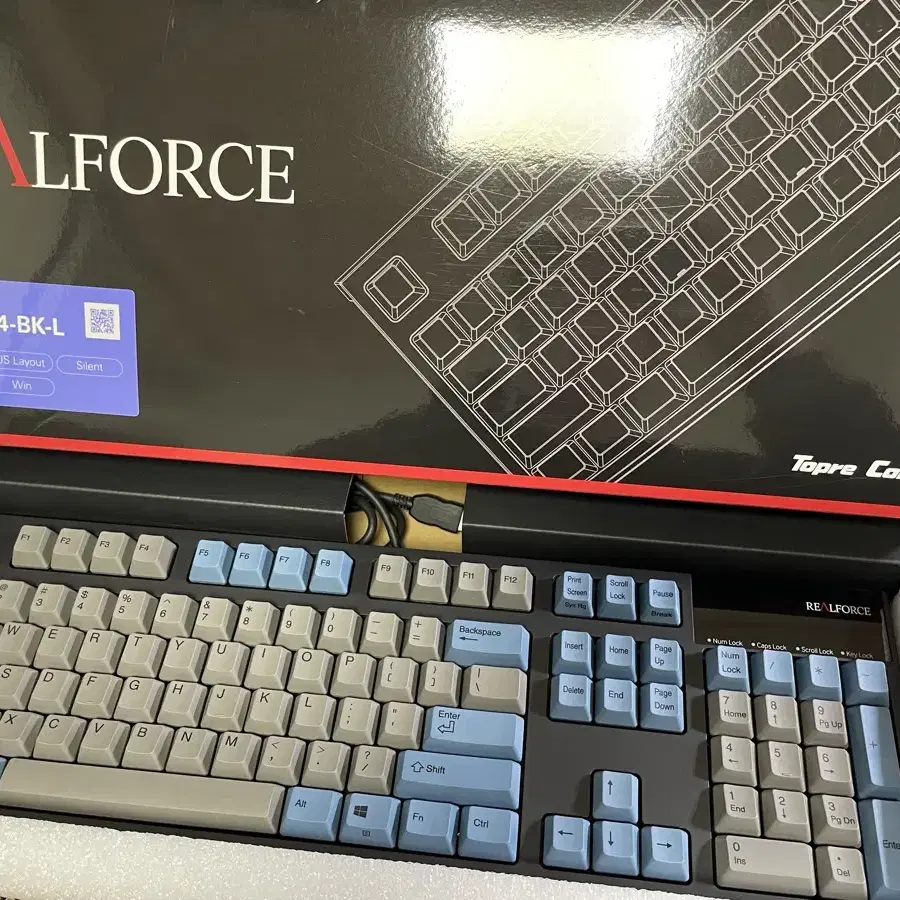 풀윤활_리얼포스(Realforce) R2 풀배열 그레이블루 저소음 45g