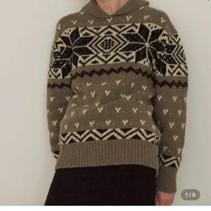 [새상품] 다이애그널 NORDIC PATTERN KNIT (khaki)