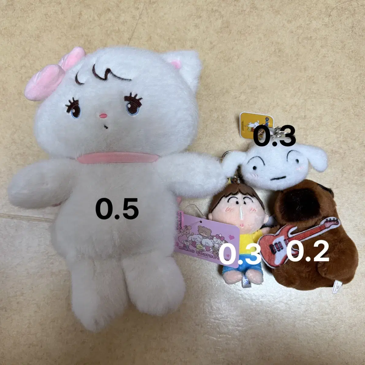 인형, 인형 키링 (맹구, 흰둥이, 카피바라, 고양이)