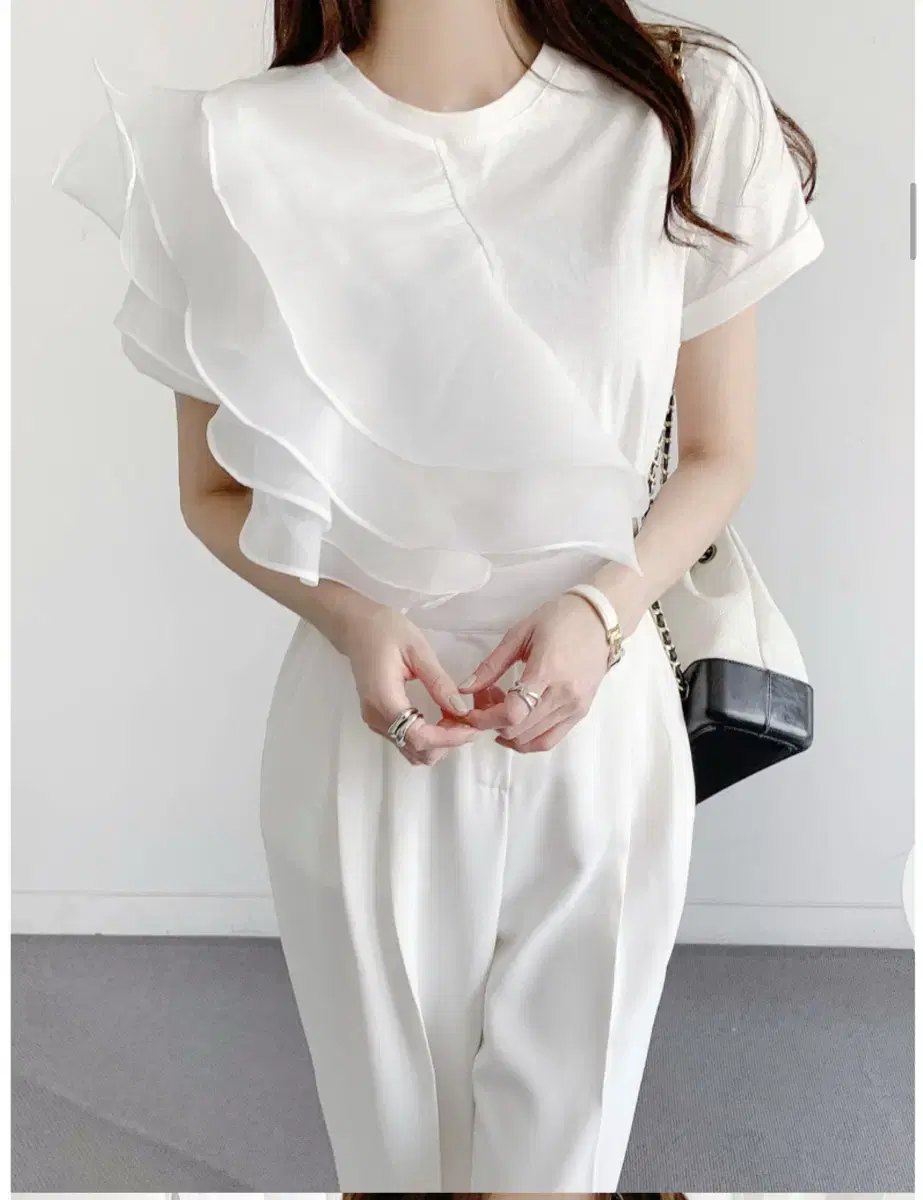 Imported Ruffled Short Sleeve T-shirt - White