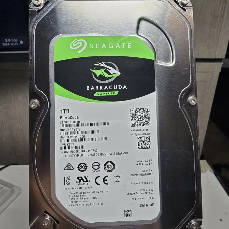 PC부품 HDD 3.5" 1.0TB