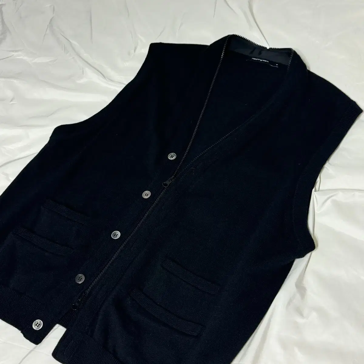 해칭룸 Full Zip Knit Vest Black [4]