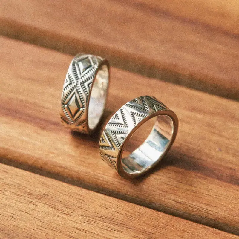 [NORTH WORKS] 900 SILVER STAMP RING (TRI