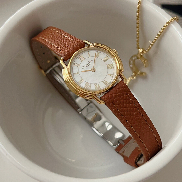 DIOR - Gold-Plated Round Case Watch