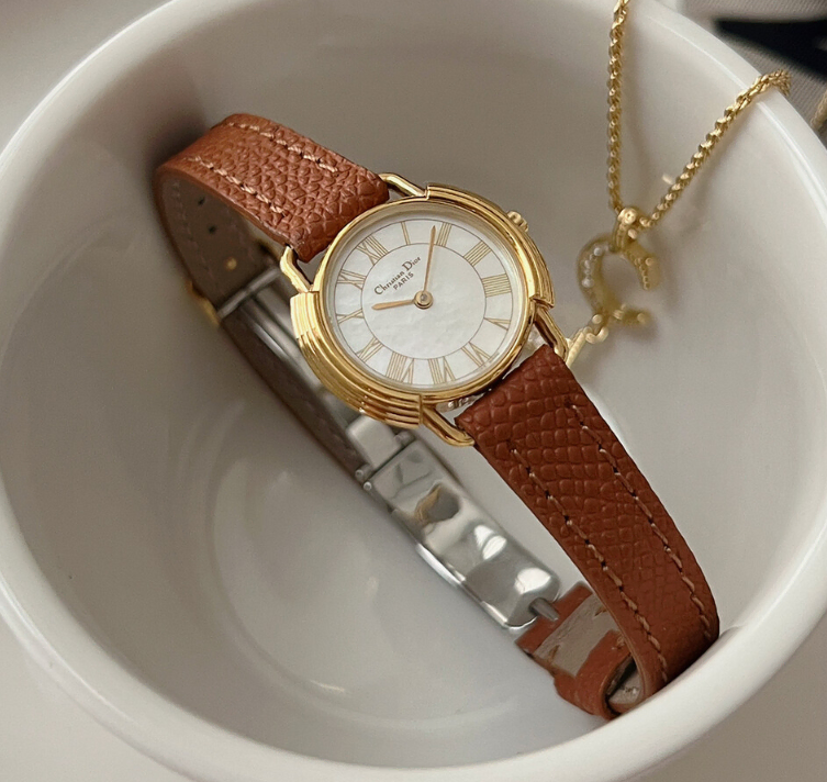 DIOR - Gold-Plated Round Case Watch