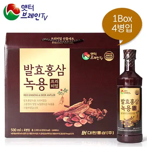 햇터브레인TV 발효홍삼 녹용 프리미엄 500ml*4병 새해선물,명절선물