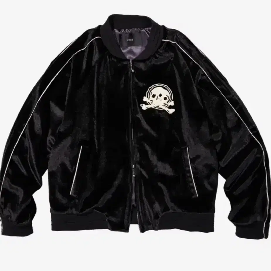 이티씨이 SKULL VELVET SOUVENIR JACKET (BLACK