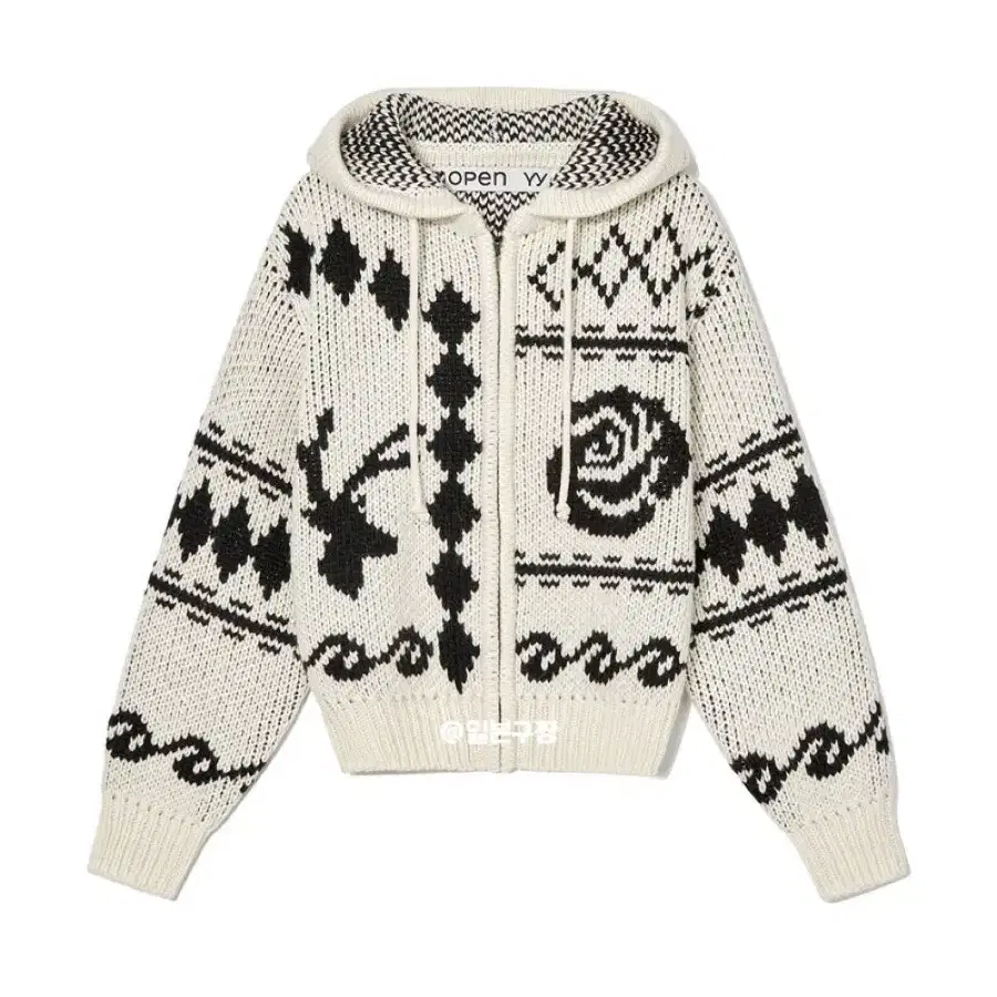 Openyy Rose & Deer Jacquard Knit Jacket