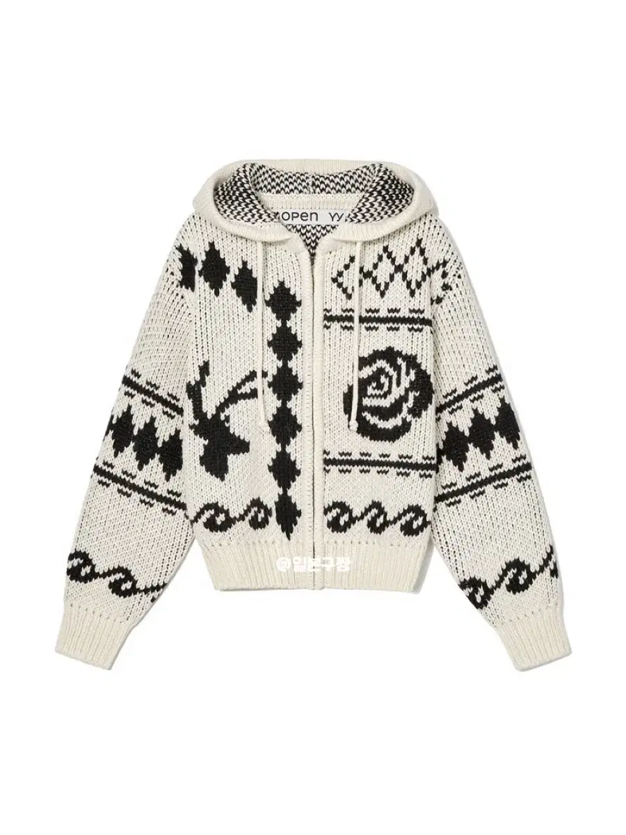 Openyy Rose & Deer Jacquard Knit Jacket