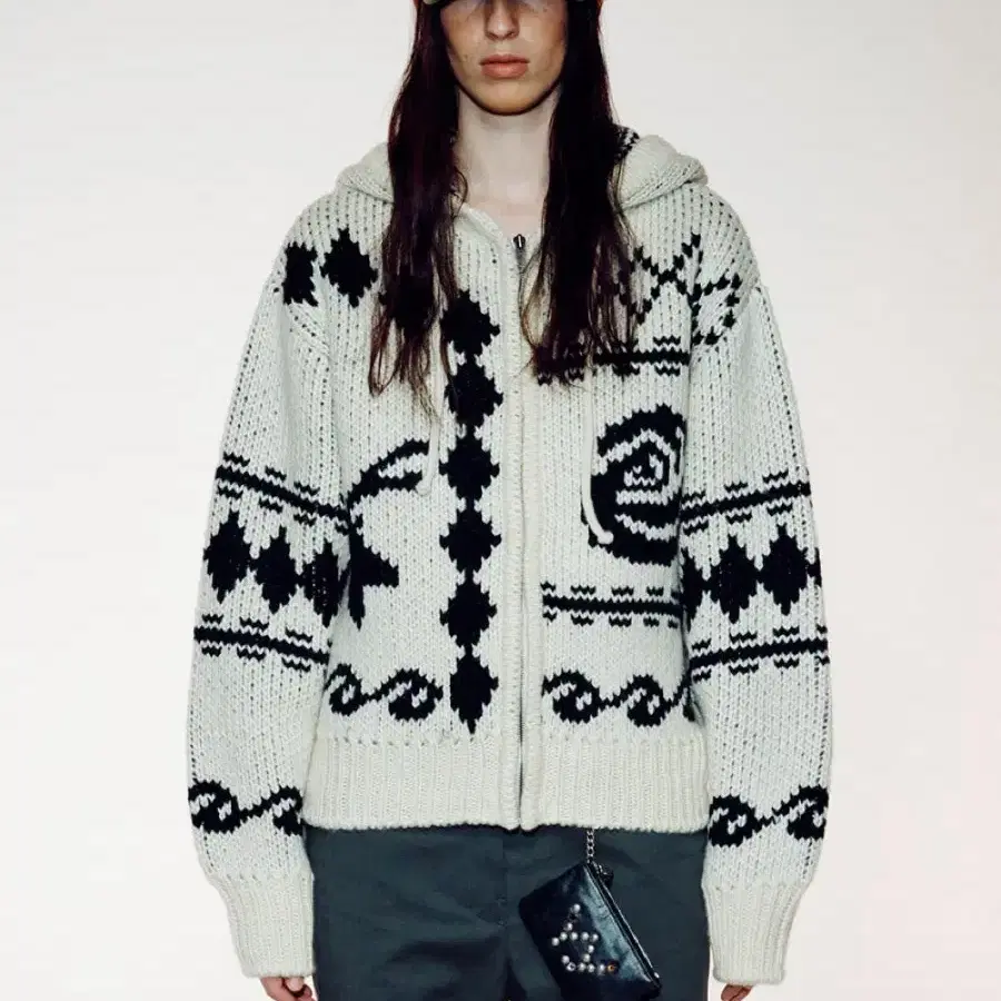 Openyy Rose & Deer Jacquard Knit Jacket