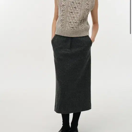 낫띵리튼 Bany wool midi skirt (Dark gray)