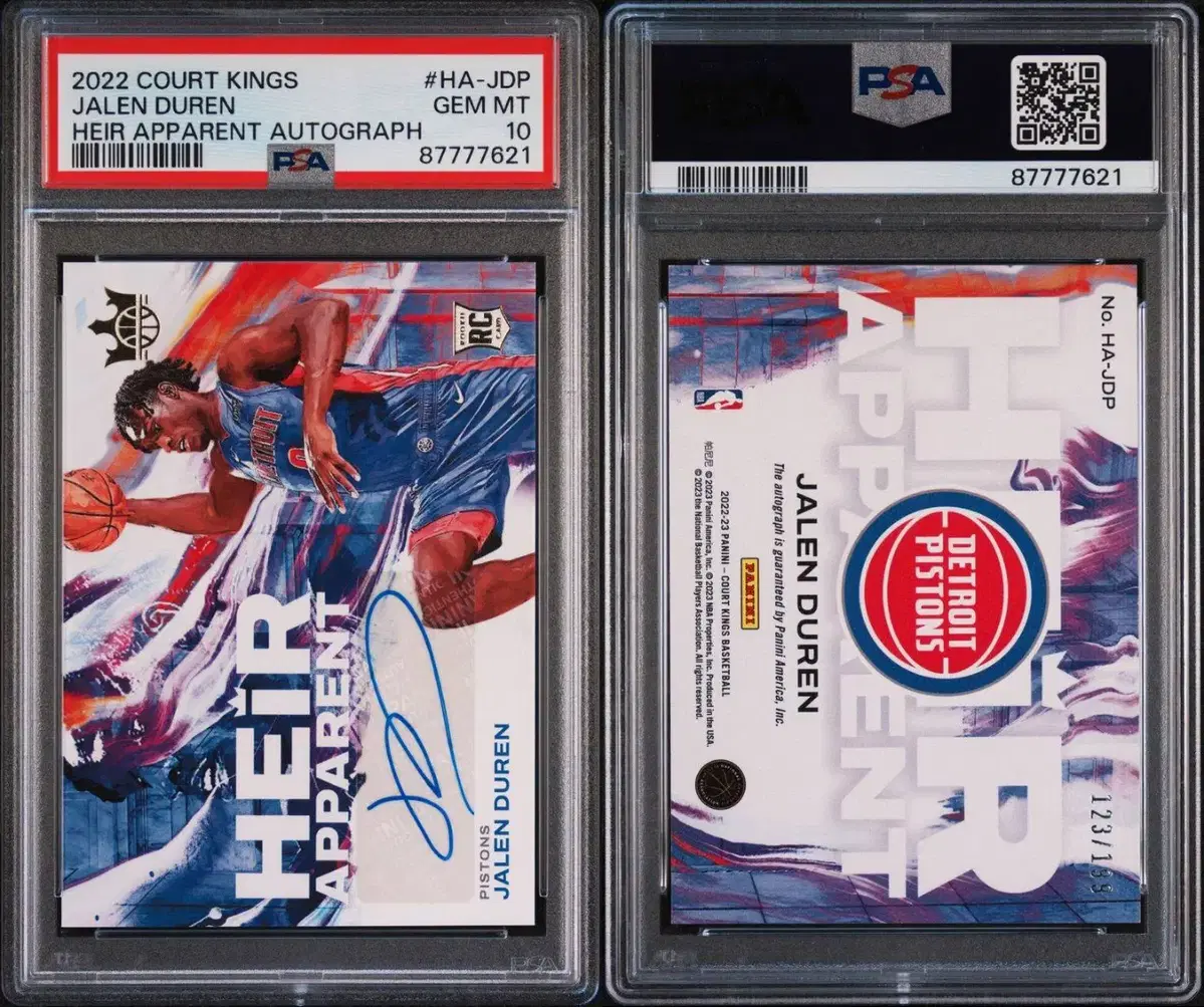 NBA 코트킹스 디트로이트 피스톤즈 제일런 두렌 루키 오토 PSA10