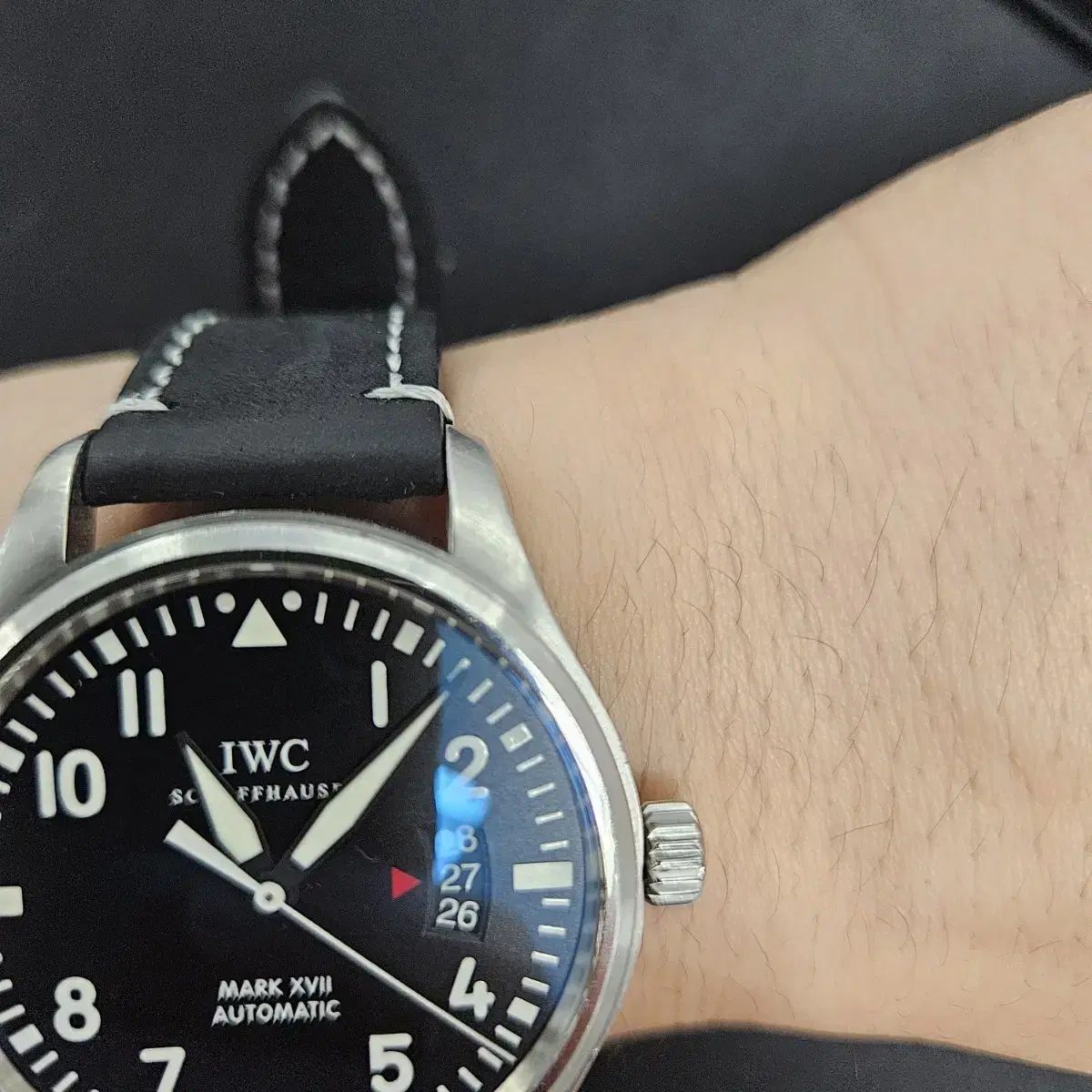 20mm 화이트스티치 가죽시계줄 iwc 해밀턴 티쏘