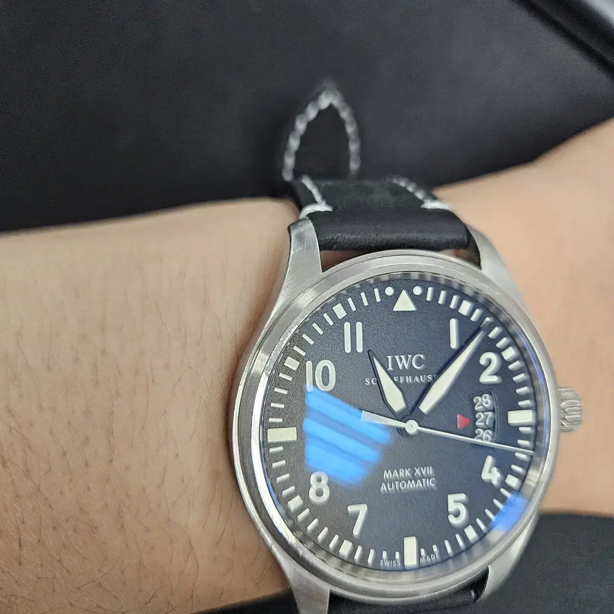 20mm 화이트스티치 가죽시계줄 iwc 해밀턴 티쏘