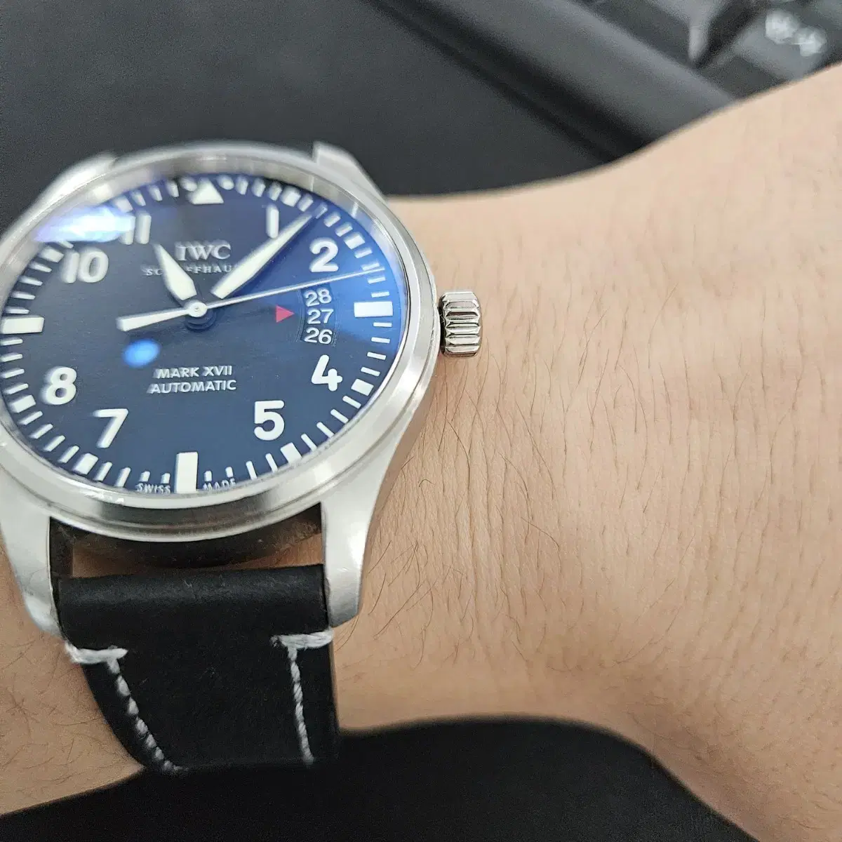 20mm 화이트스티치 가죽시계줄 iwc 해밀턴 티쏘