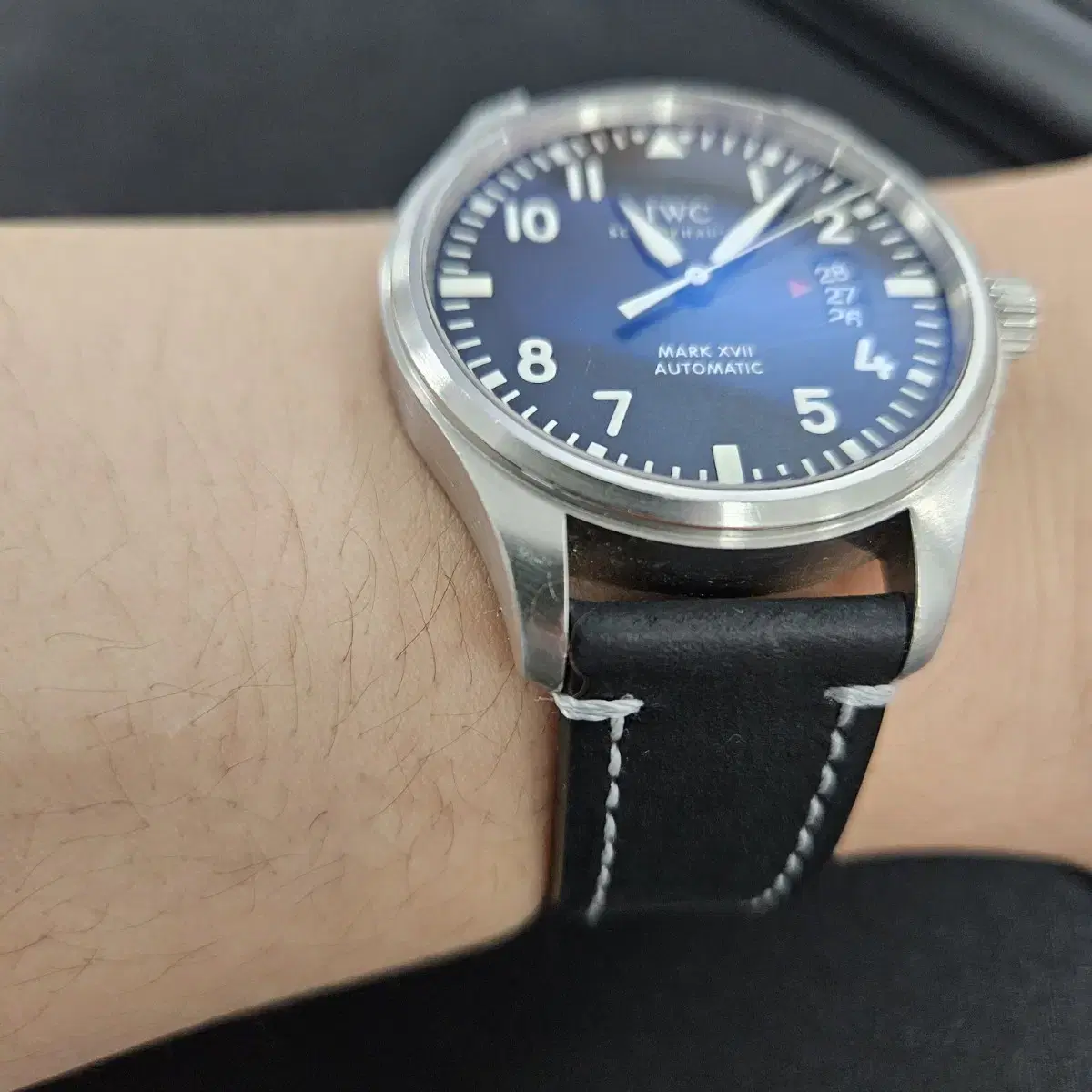 20mm 화이트스티치 가죽시계줄 iwc 해밀턴 티쏘