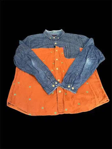 미시카 남성용 셔츠 데님 셔츠 데님 원단 절개 간자 사이즈 M사이즈