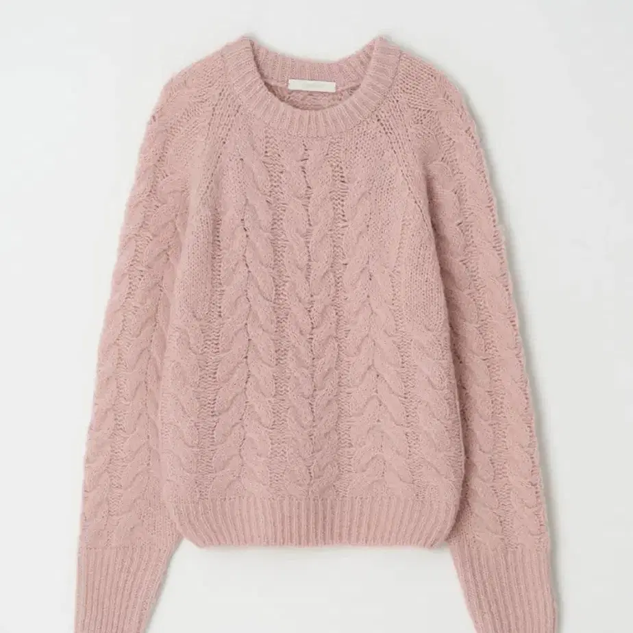 링서울 cable round knit top-pink