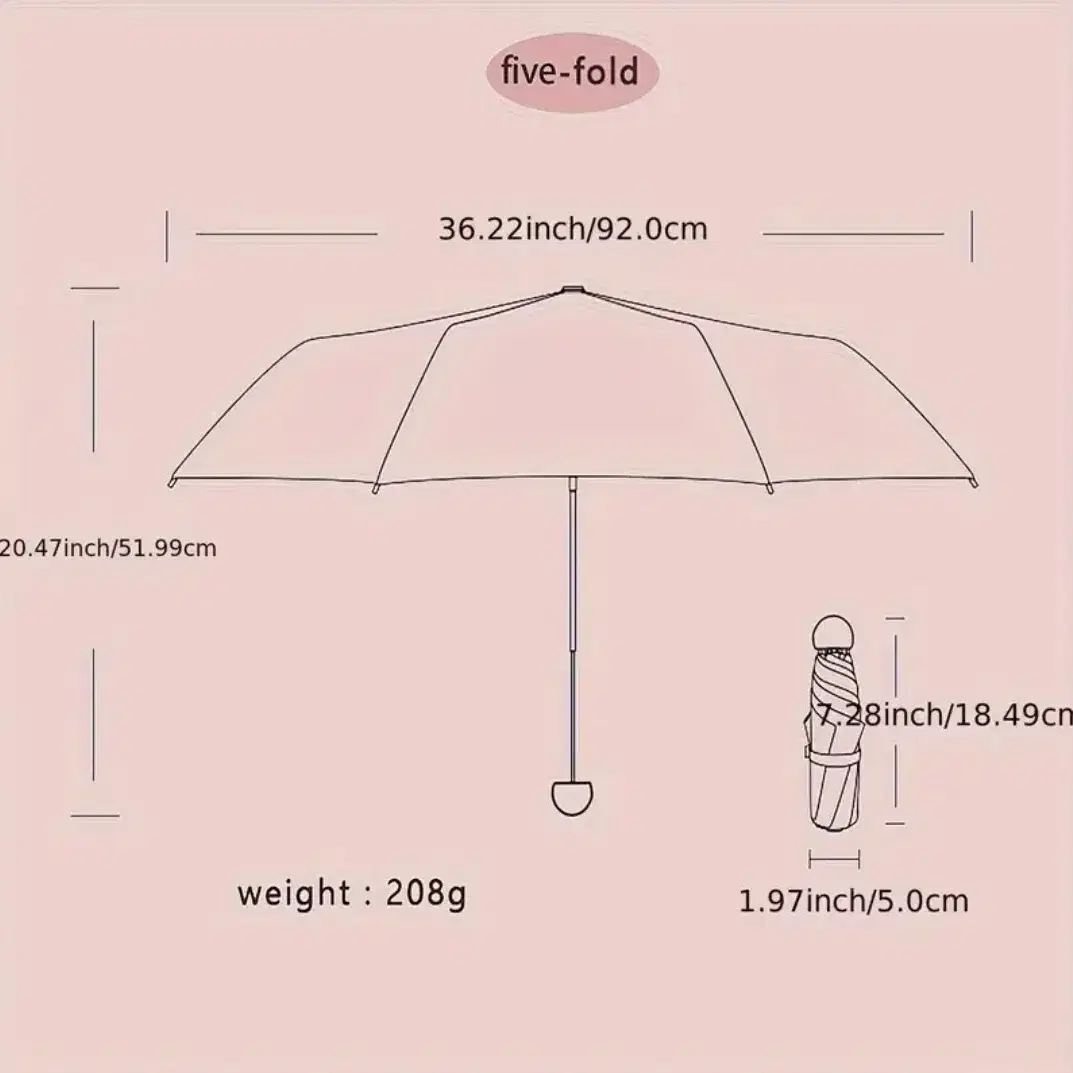 자외선차단 초경량 미니 5단우산