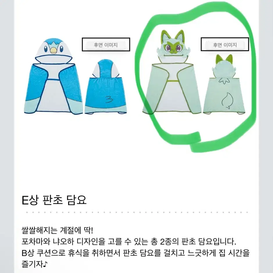 제일복권 2024 포켓몬컬렉션 E상 판초 담요 (나오하)