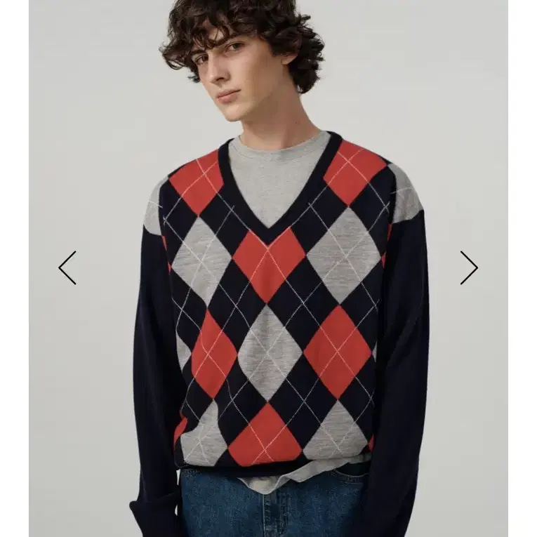 더바넷) Stewart Argyle V-Neck Knit Sweater