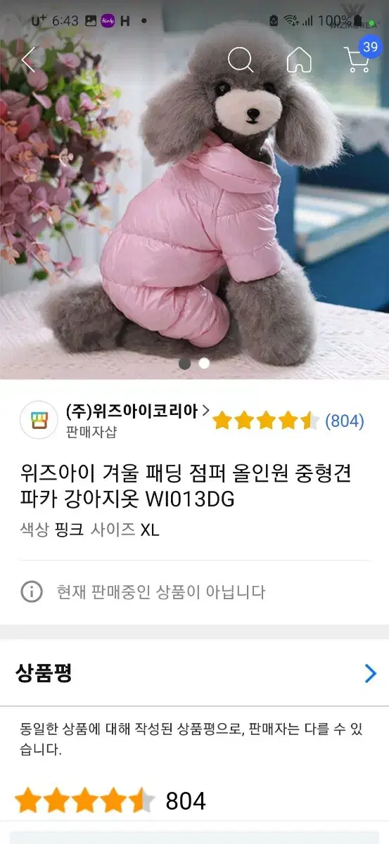 애견 패딩 올인원