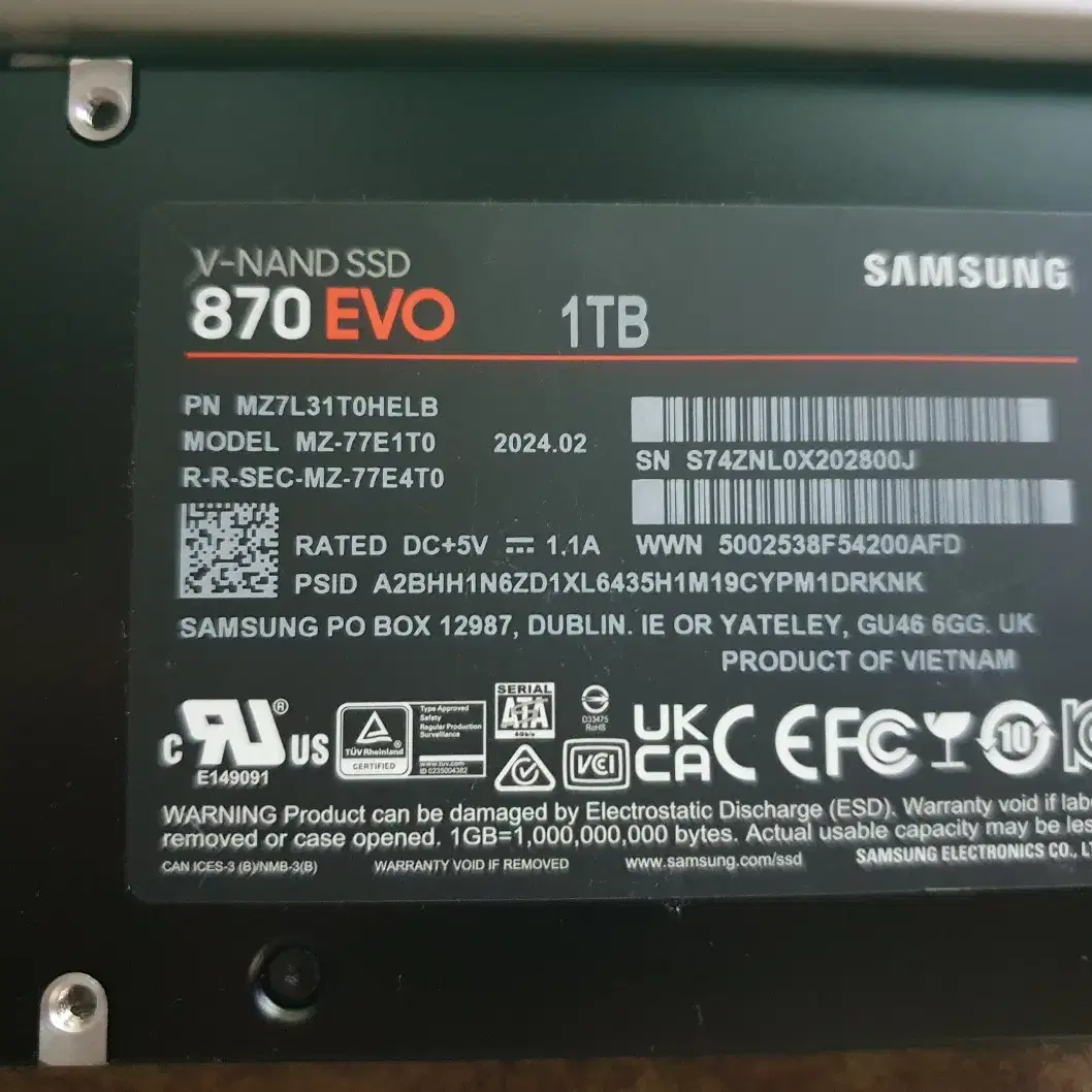 samsung SSD 870 EVO 1TB  2개