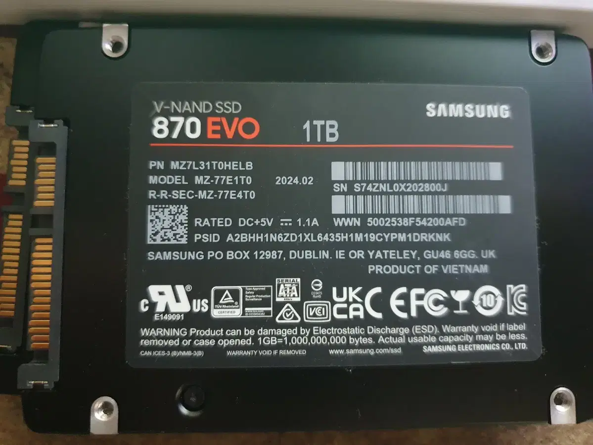 samsung SSD 870 EVO 1TB  2개