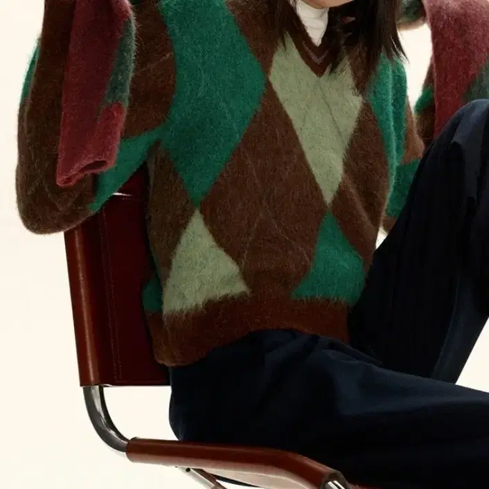 시엔느 아가일 Brushed Argyle Knit (Green)