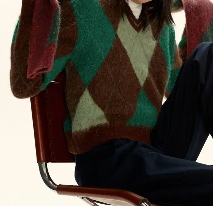 시엔느 아가일 Brushed Argyle Knit (Green)