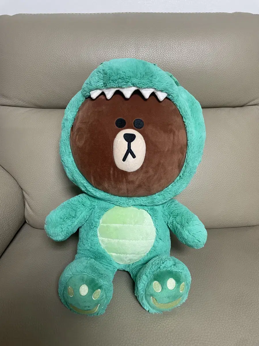 라인프렌즈 다이노 브라운 공룡잠옷 인형 45cm