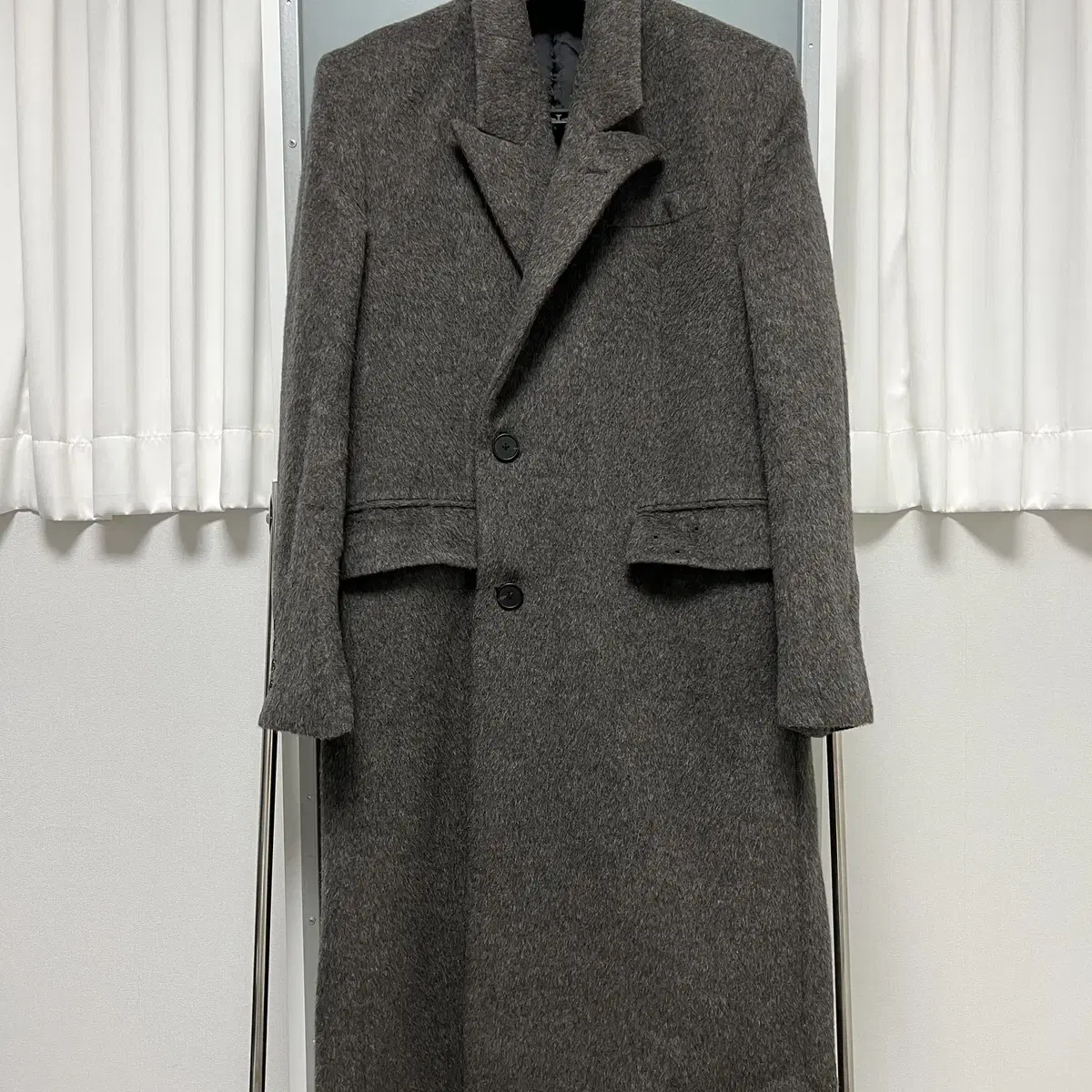 [M] STU 21FW Hairy Half Double Coat Grey