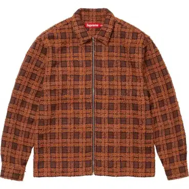 same day shipping) S,XLGenuine Supreme Boucle Zip-up Shirt Rust Tweed Jacket Brown