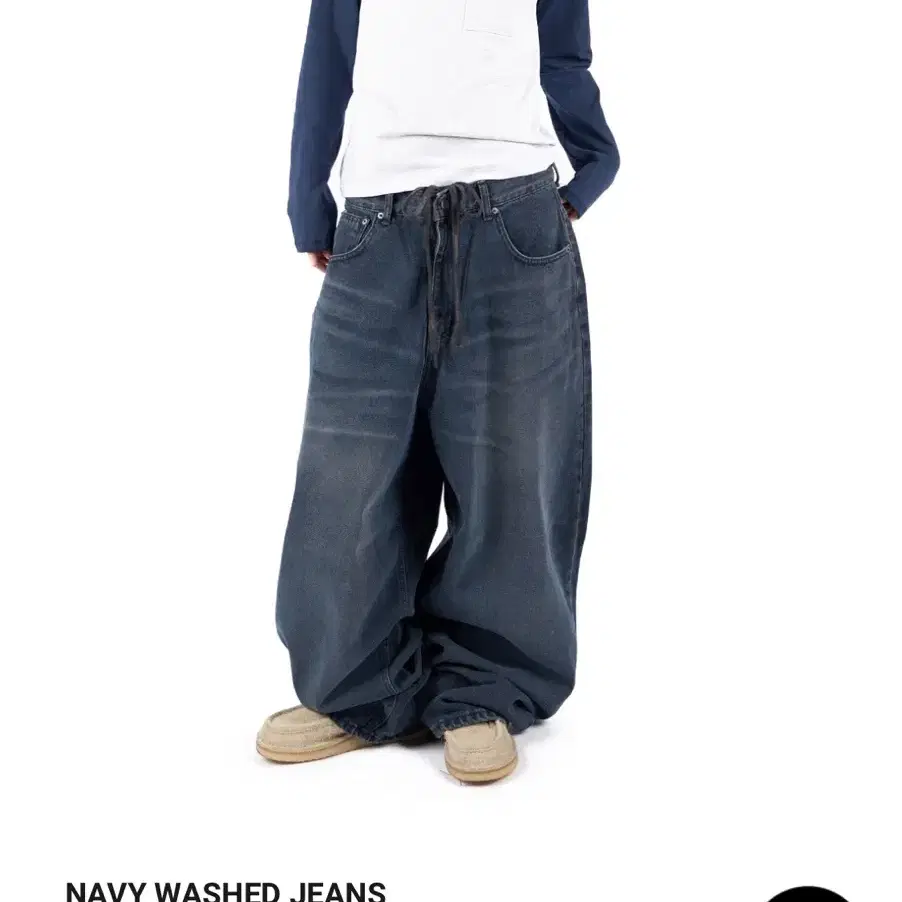 릿킴 navy washed pants 데님 와이드 바지