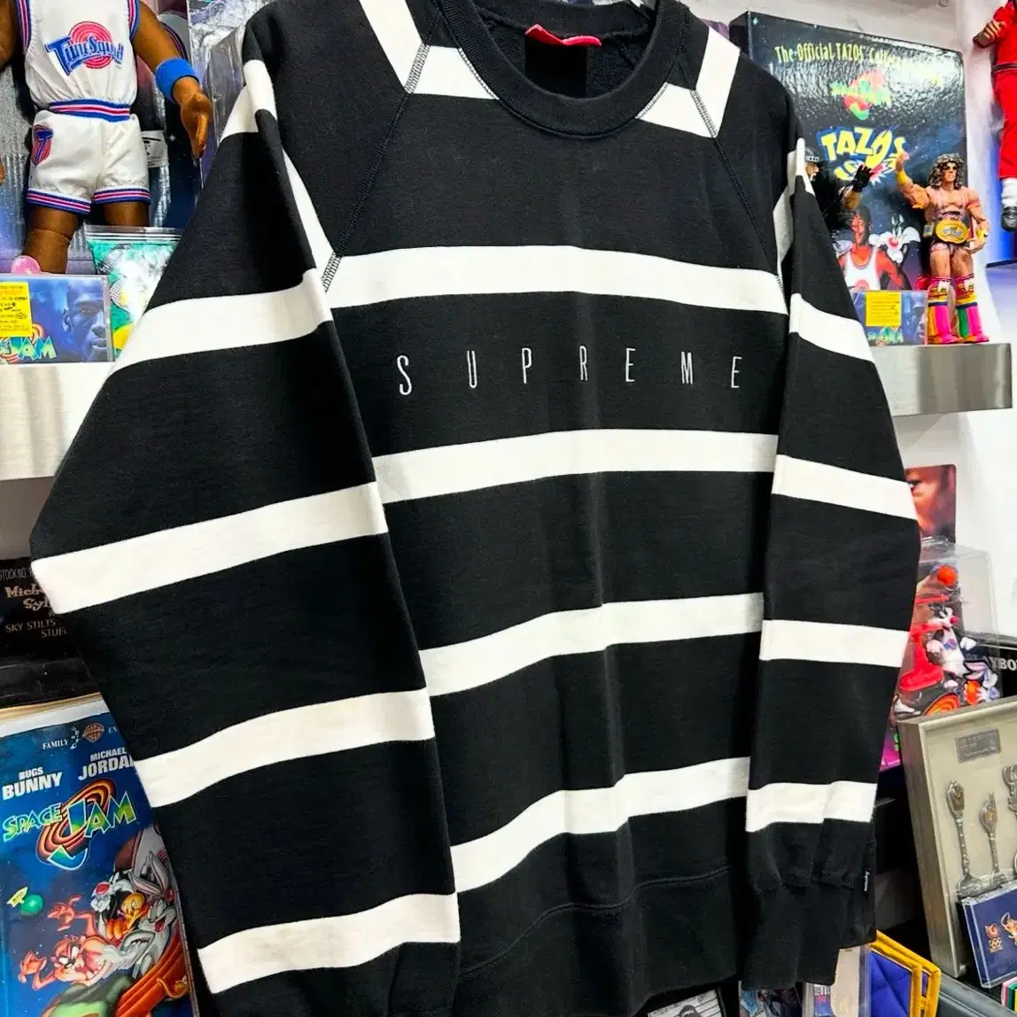 슈프림 SUPREME STRIPED RAGLAN CREWNECK