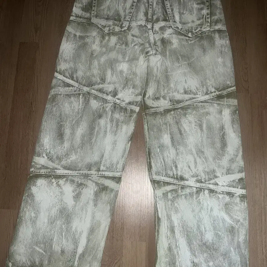 애드오프 INK RUBBED DENIM PANTS KHAKI 잉크팬츠