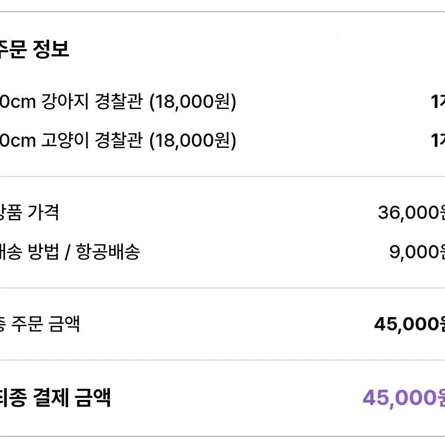 10cm 솜인형옷 강아지 경찰관, 고양이 경찰관 일괄양도