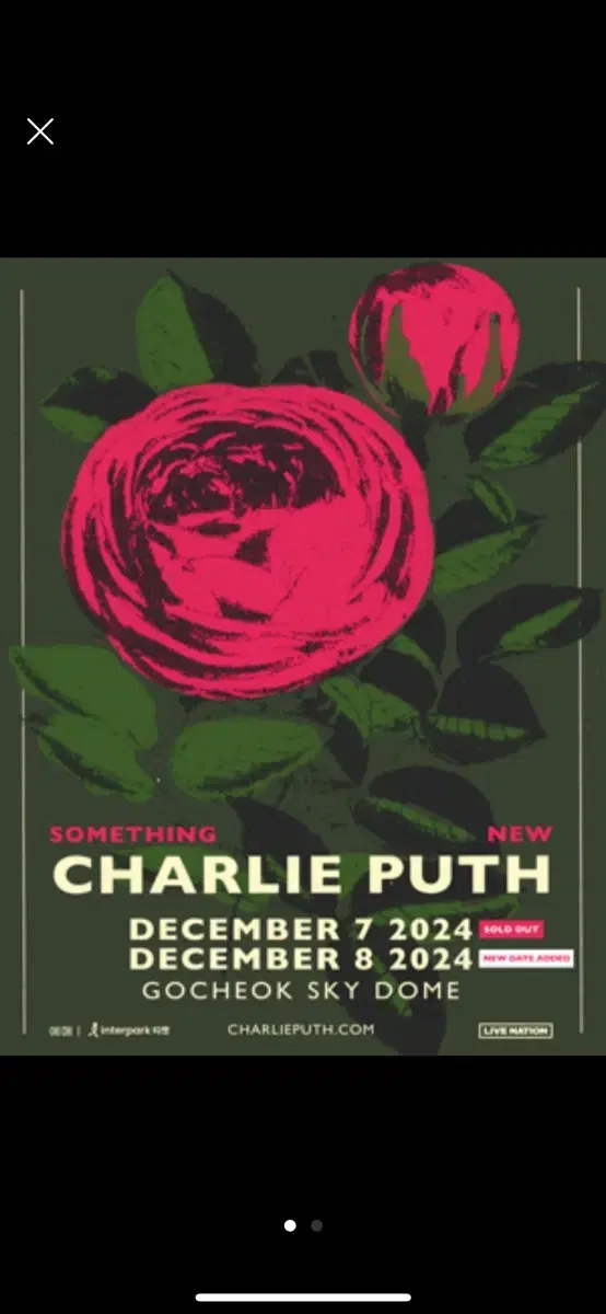 Charlie Puth 12/8 R seat 110 section sold