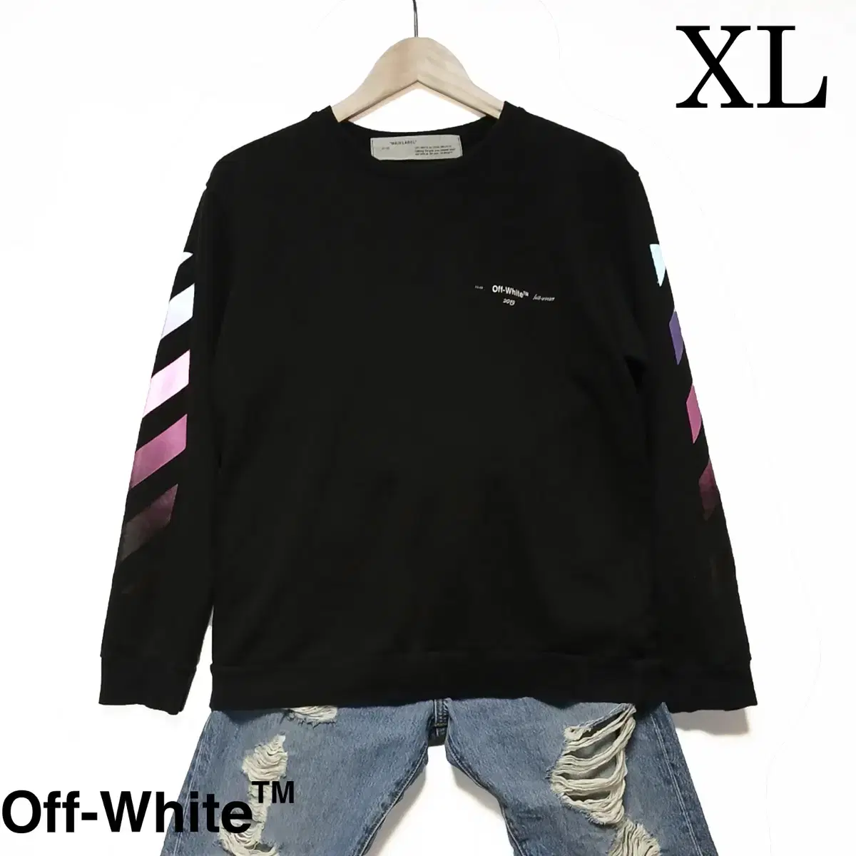 오프화이트 프린팅 롱슬리브 맨투맨 네온 | Off-white Long S