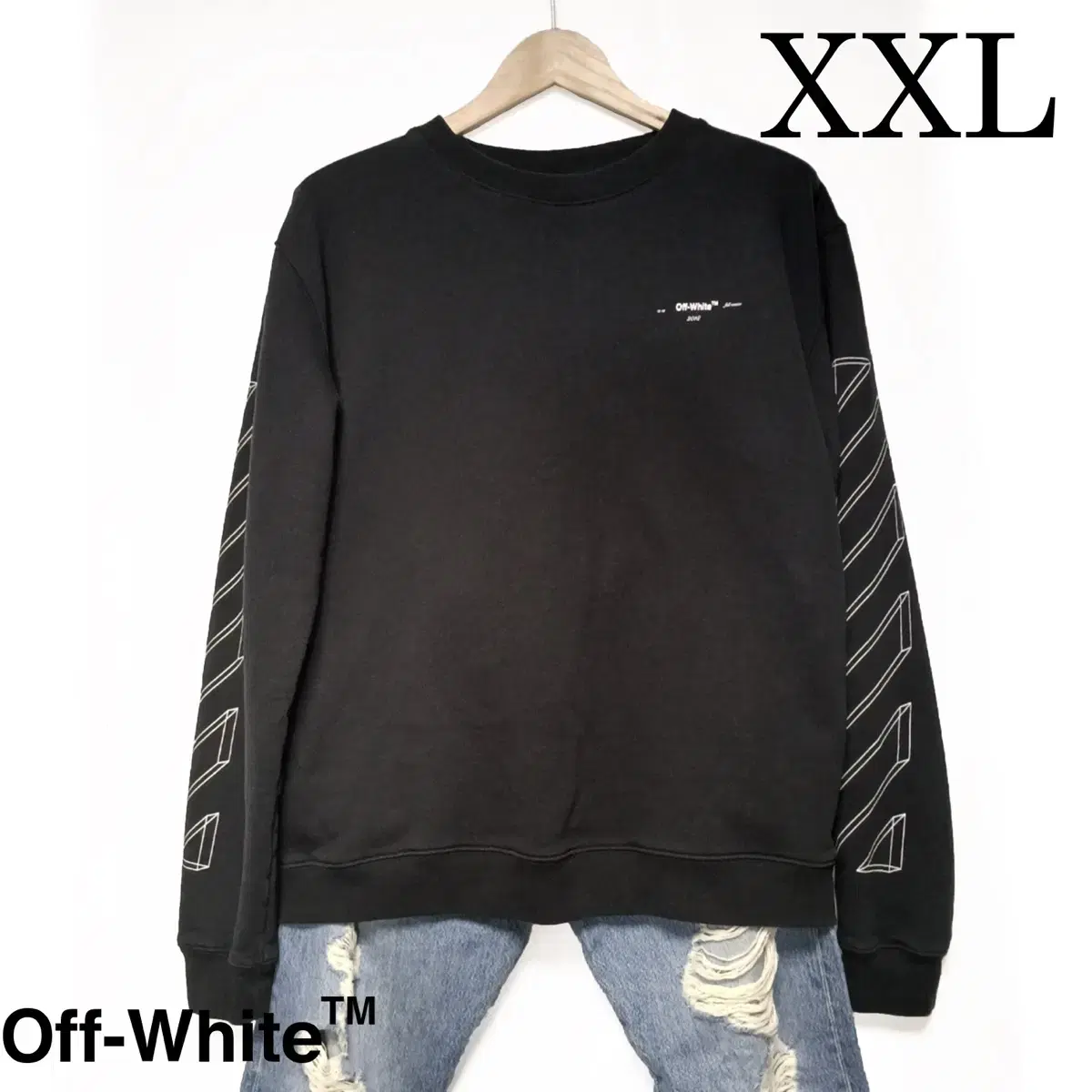 오프화이트 프린팅 롱슬리브 맨투맨 블랙 | Off-white Long S