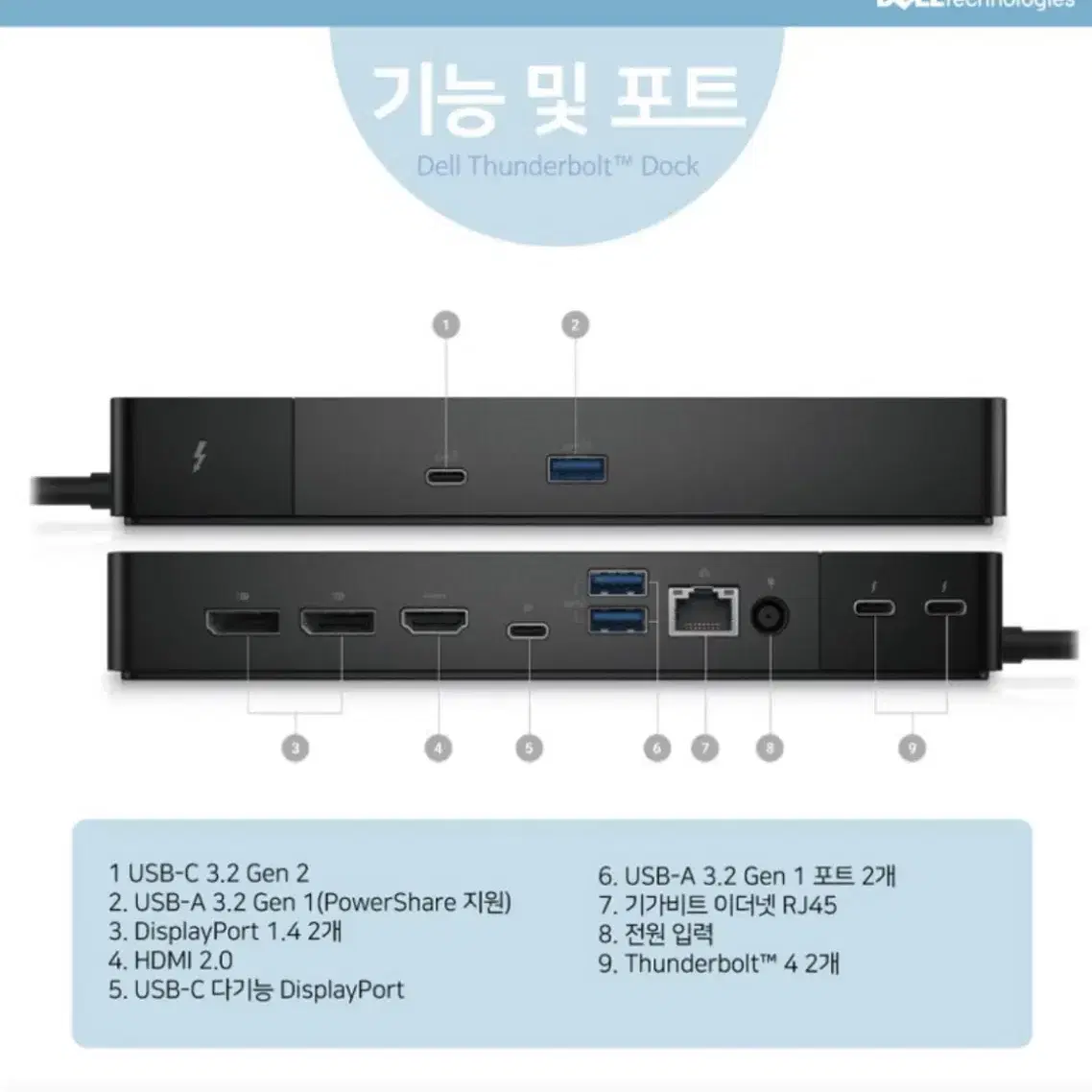 Dell 썬더볼트4 도킹스테이션 WD22TB4 프로서포트 포함