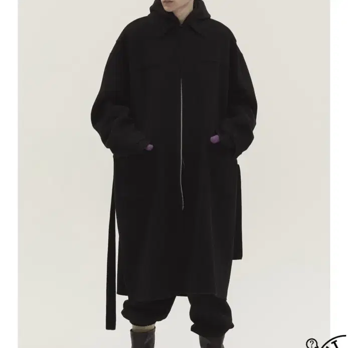 [블랙/라지]HANDMADE CASHMERE ZIP-UP COAT