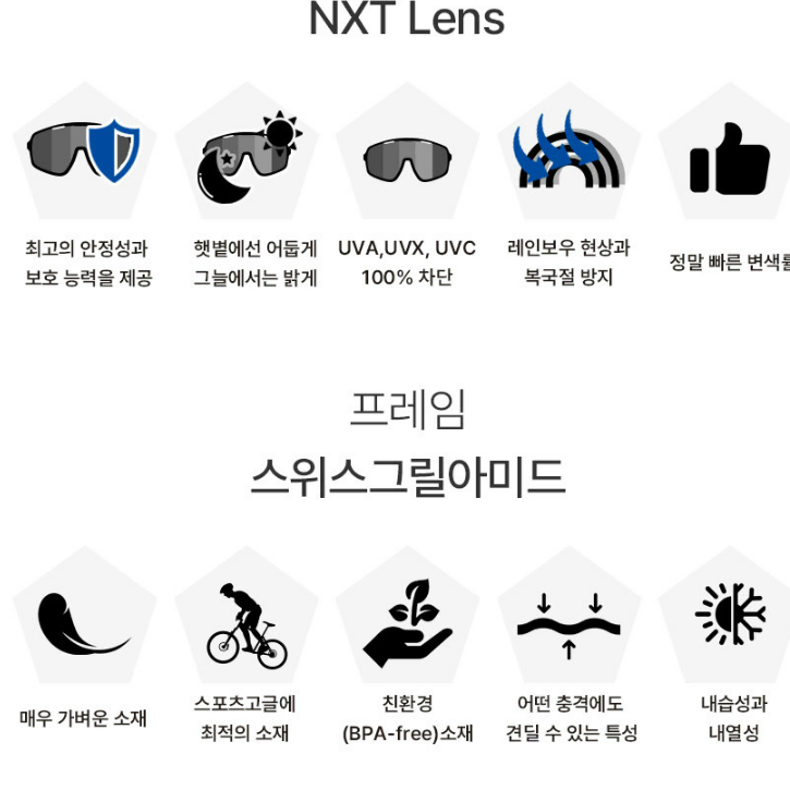 국산 그린미러 변색 NXT 정품 스포츠 고글 MTB 주야간 방풍 기능성